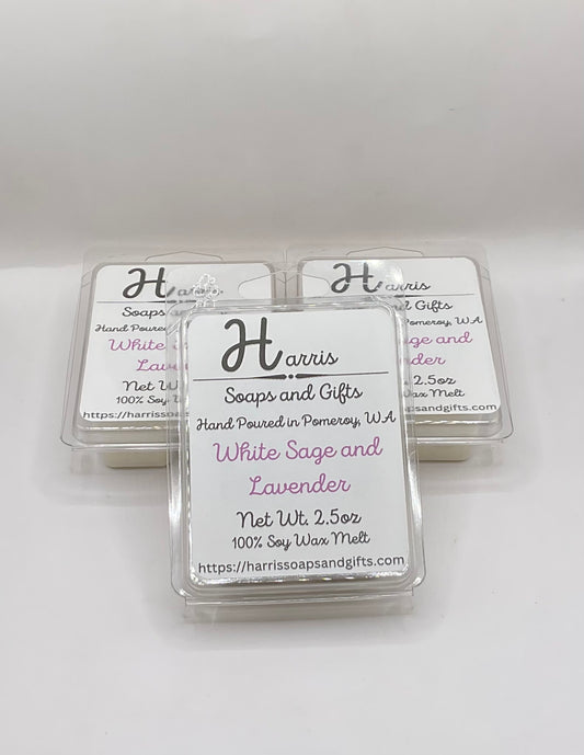 White Sage and Lavender 2.25oz 100% Soy Wax Melt
