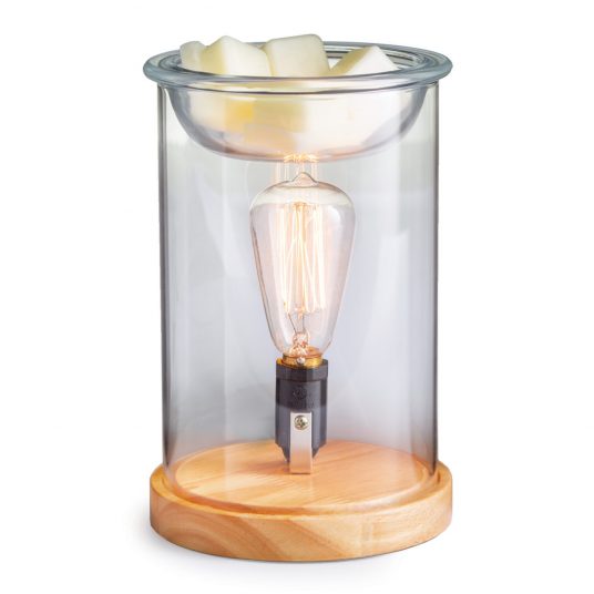 Wood and Glass Vintage Style Bulb Illumination Fragrance Warmer