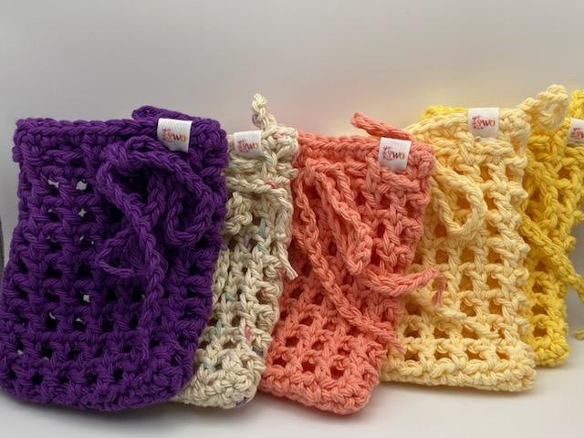 100% Cotton, Crocheted Soap Saver Bag